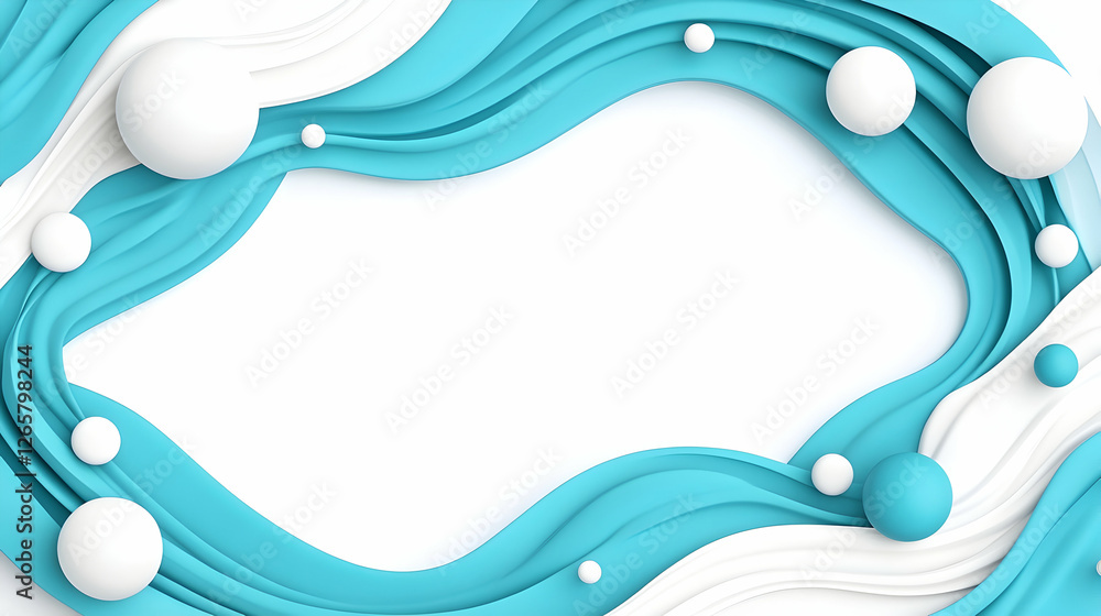 Poster abstract frame with waves and spheres for presentation and graphic design