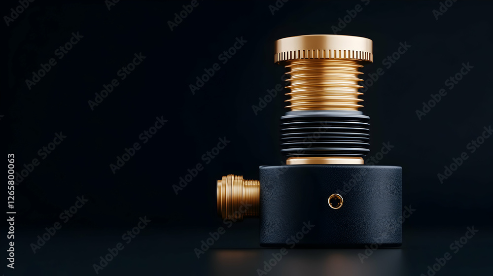 Poster black and gold complex component set against a dark background for technical use