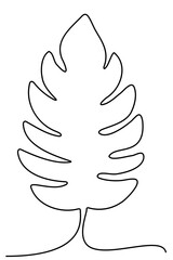 Tropical line art plant leaf, hand-drawn contour collection, exotic doodle t-shirts plants, vacation merchandise card design, summer outline tote bags prints, travel notebooks illustration