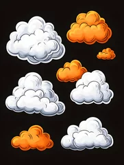 Fotobehang Clouds. Different color and shape of weather elements on a dark background © bcendet