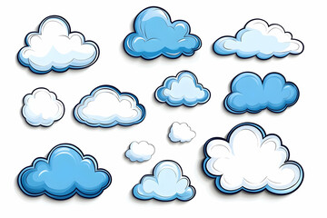 Fototapeta premium Cloudy sky cartoon elements for design, illustration, background use