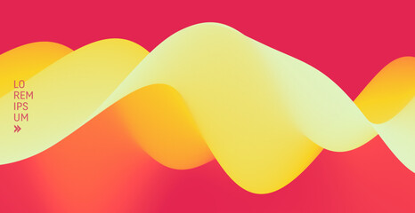 3D abstract wavy background with beautiful gradient colour transition. Dynamic wave. Vector illustration for banner, flyer, brochure, booklet, presentation or website design.