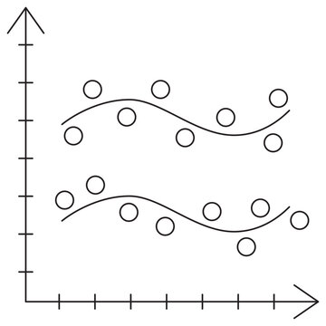 Function Approximation icon. Simple outline monochrome black vector pictogram with thin lines on a transparent background. Line thickness is editable