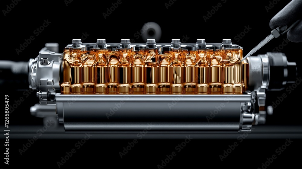 Poster close-up of engine component with smooth metallic finish and detail