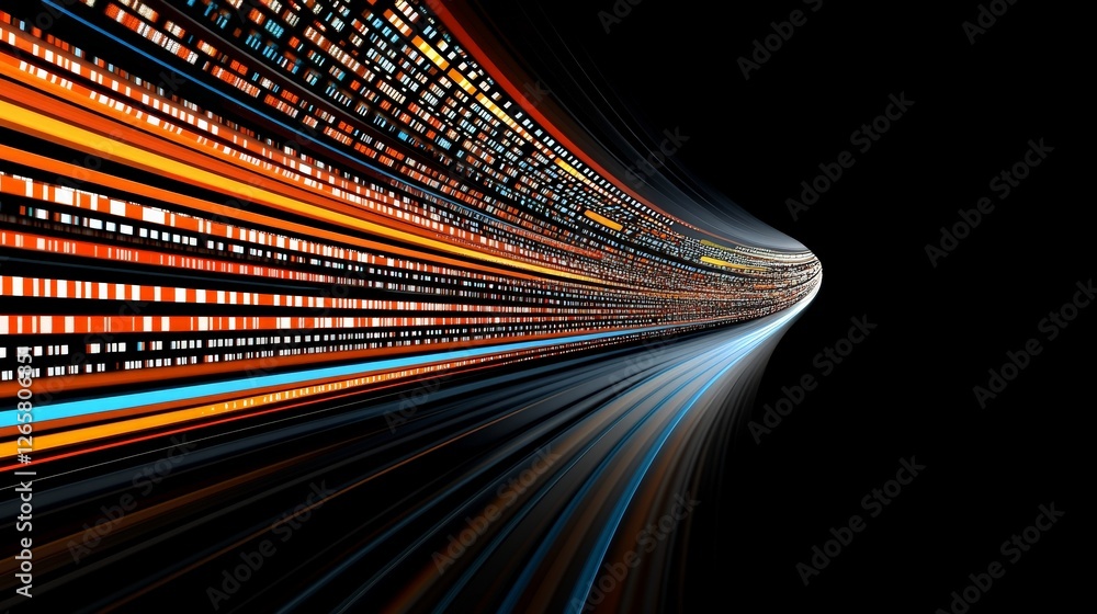 Poster abstract digital stream of light and color in motion effect