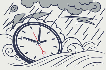  a clock spinning chaotically in a fierce storm