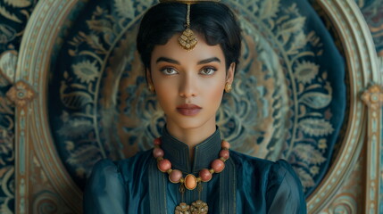 full length front view An Arabian princess with a _006