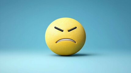 Fototapeta premium Angry Yellow 3D Emoji on Blue Background