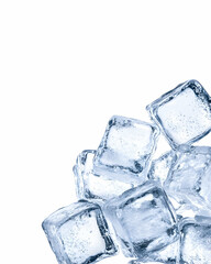 Obraz premium Ice cubes background. Frozen water crystals for drinks. Cooling effect or freshness