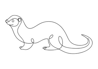 Continuous One Line Ferret | Minimalist Animal Vector Illustration