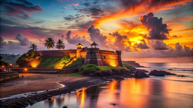 Goa's Chapora Fort Sunset: Dramatic Night Photography