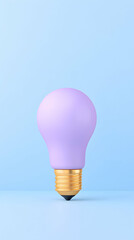 Light Bulb Idea Purple bulb on bright pastel background represents a creative concept