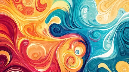 Abstract swirling pattern in warm and cool colors