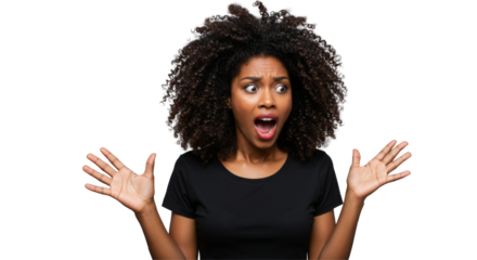 PNG Black woman surprised portrait adult photo. Cutout 
