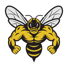 Bumblebee Fitness Mascot Design – Muscular Bee Power Vector for Workout Gear