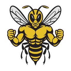 Buff Bumblebee Fitness Vector – Fun Bee Gym Design for Workout Enthusiasts