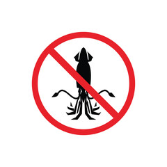 prohibited and dangerous signs. squid danger. it is forbidden to bring squid
