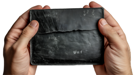 Aged Leather Wallet Vintage Texture, Worn and Dark for Fashion Themes, isolated on transparent background.