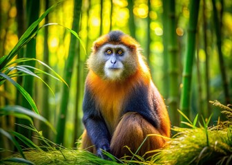 Fototapeta premium Golden Monkey in Virunga National Park, Rwanda - Wildlife Photography