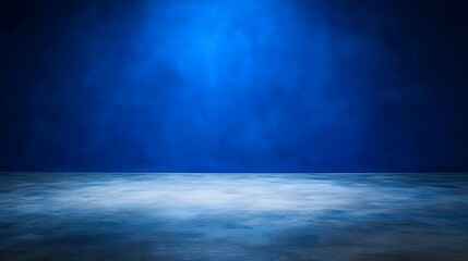 Dark Blue Studio Background with Concrete Floor