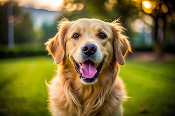 Obraz premium Golden Retriever Dog Playing Fetch with Tennis Ball, Candid Action Shot, Documentary Style