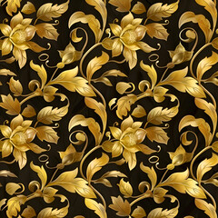 Golden Floral Pattern. Baroque Style Vintage Design