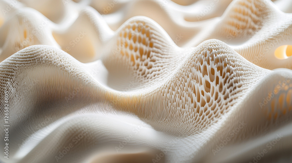 Poster close-up view of layered surfaces on a 3d printed object highlighting fine textures and details