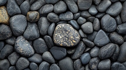 Dark Pebbles, Close-up, Ground Cover, Patterned Stones, Natural Background