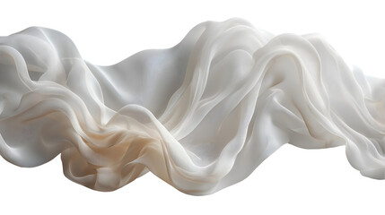 Cream Silk Fabric Drape Soft Waves Texture, Light Beige Design for Backgrounds, isolated on transparent background.
