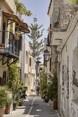 The narrow streets of the old town of Rethymno in Crete