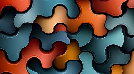 Abstract Colorful Interlocking Shapes Design