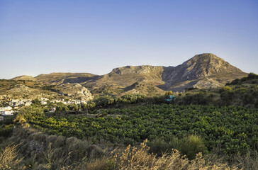Mountainous landscape near the village of platanos in Crete