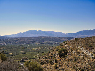 Landscape with White Mountains in Crete seen from a long distance