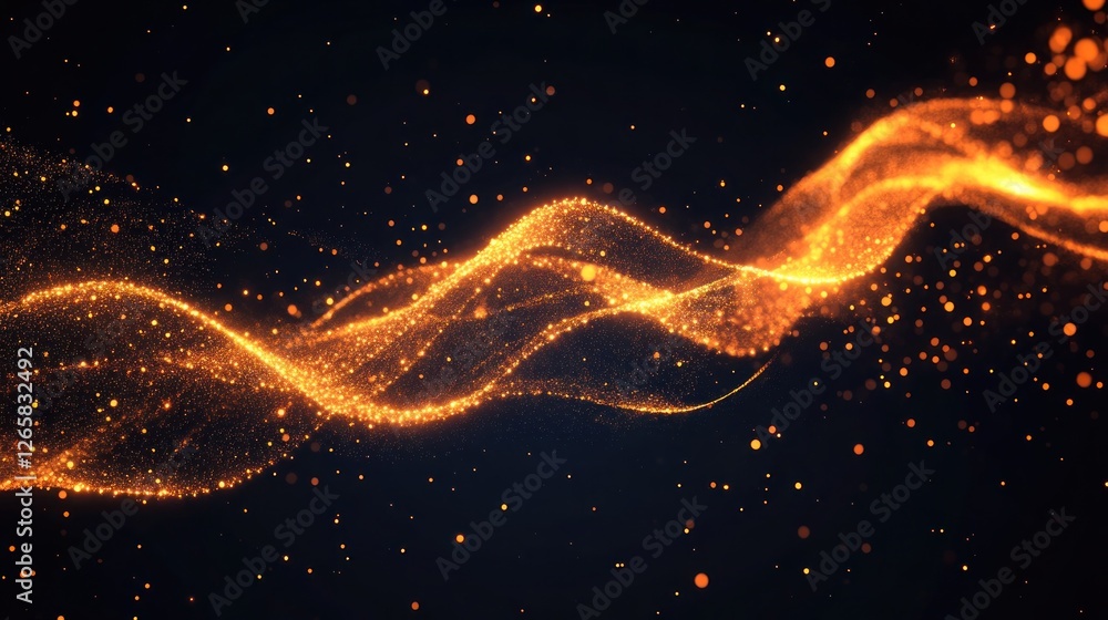 Poster elegant golden particle wave background for modern technology and design