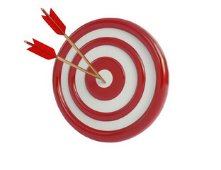 Dart and target. Isolated. Success. 3d illustration.