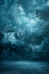 Obraz premium A large dark blue painted background with deep sea tones and a mysterious atmosphere
