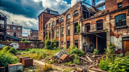 Fototapeta premium Grimy Urban Decay: Post-Industrial Cityscape Documentary Photography - 9:16 Instagram Story