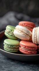 Obraz premium Colorful assortment of french macarons on display