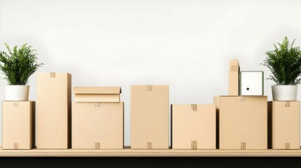 Wooden Block Perpetual Calendar With Potted Plants
