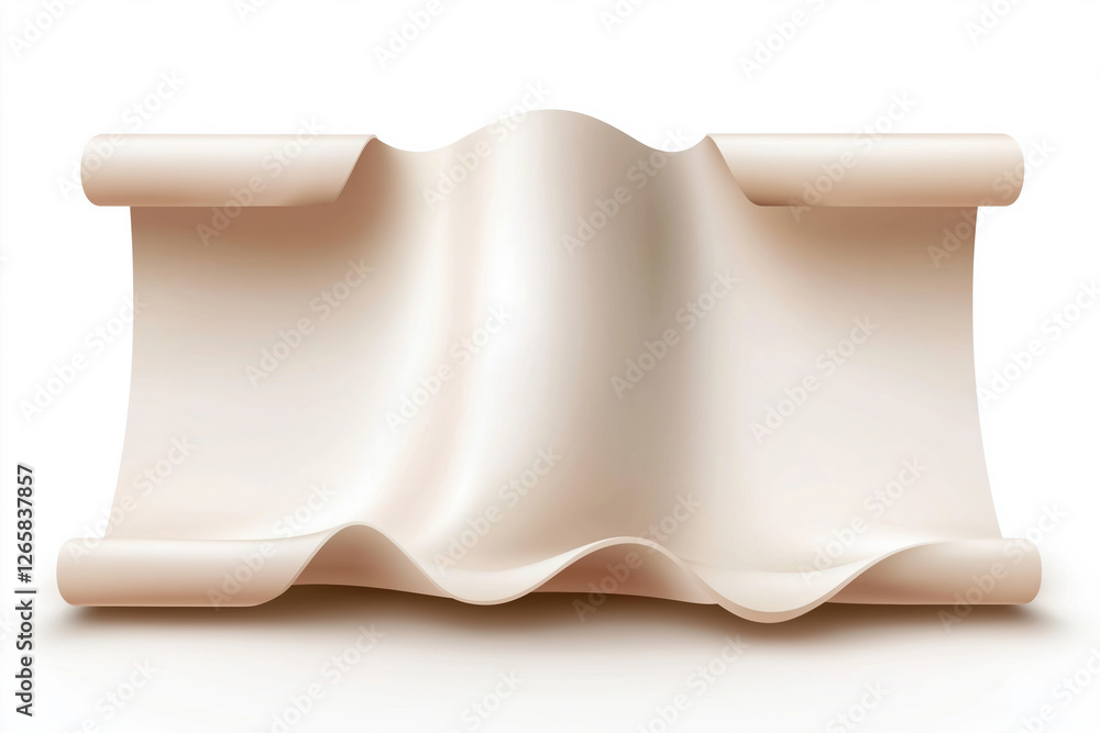 Poster abstract white wave-shaped canvas displaying smooth curves in soft lighting