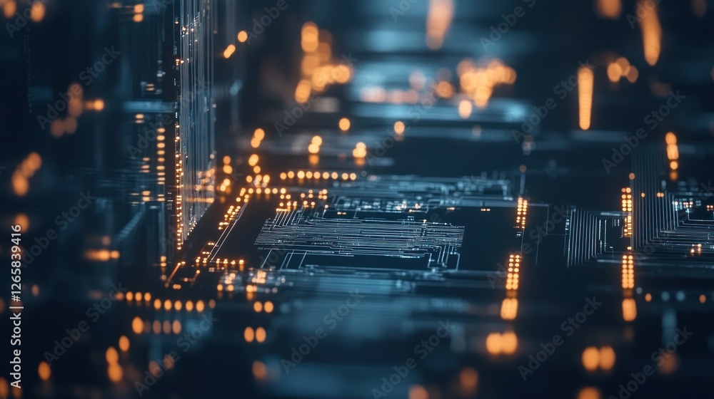 Poster abstract technology background with circuit board and glowing lights