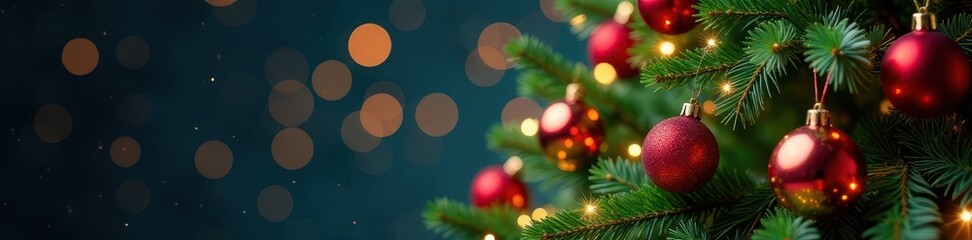 Obraz premium Luxurious Christmas tree with colorful ornaments and sparkling stars , christmas, ornaments, evergreen