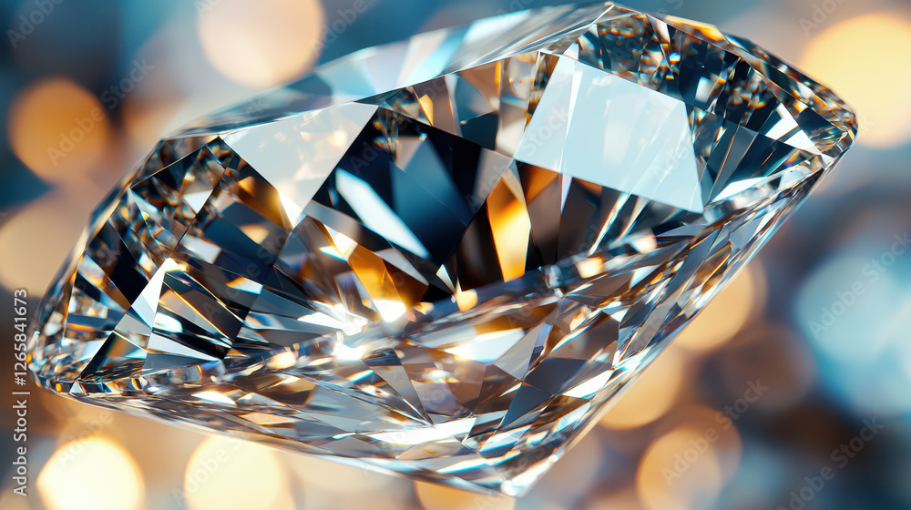 Poster macro shot captures sparkling diamond surface with reflections and color gradients showcasing luxury