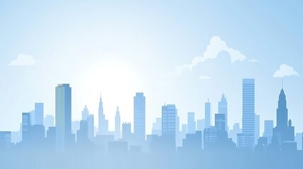 Obraz premium Serene City Skyline Under a Pale Blue Sky