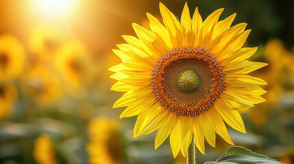 Obraz premium Blooming sunflower reaches for the sun in a vibrant display of natural beauty