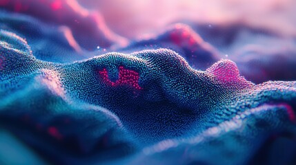 Abstract digital landscape with pink spots against soft light, technology background