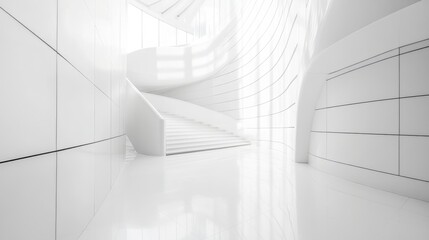 Fototapeta premium Modern office lobby with clean, minimal design and natural light, embodying simplicity and elegance.