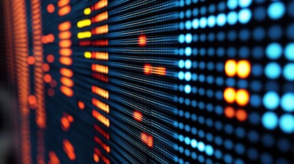 Abstract glowing pixelated data flow in grid for digital backgrounds and tech use