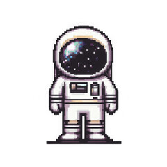 Retro 8 Bit Astronaut Character Icon for Space Exploration Design isolated