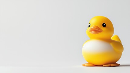 Cute Yellow Rubber Duck Toy on a Simple Background